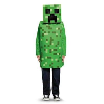 Bild av Minecraft Disguise Officiell kostym för barn, pojkar, klassisk Creeper kostym, karneval, maskeraddräkter, L