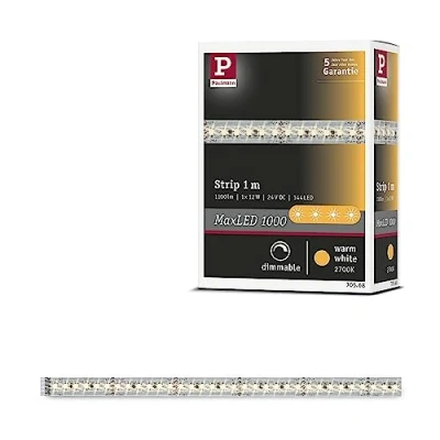 Bild av Paulmann 70568 MaxLED 1000 remsa 1 m 2 700 K varm vit LED obelagd 13,5 W ljusband 1100 lm ljusremsa 144 24 V