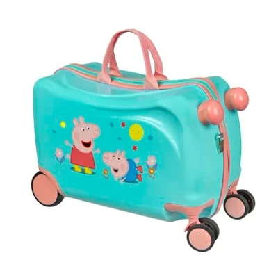Bild av Undercover Peppa Pig åkvagn barnbagage att sitta på lastbar upp till 50 kg med praktiska bärhandtag robust resväska, meerkleurig, Hårdskalsvagn svängbara hjul