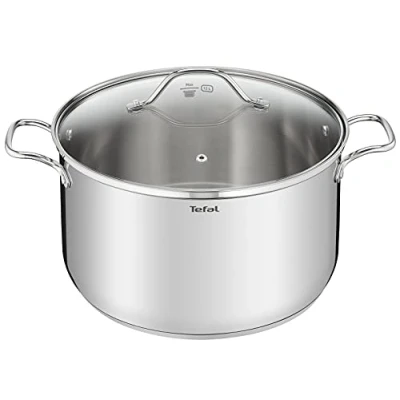 Bild av Tefal Intuition XL gryta 36 cm/17,5 l, induktion, 18/10 rostfritt stål, 5 års garanti, robusta nitade handtag, glaslock B8647504, metall