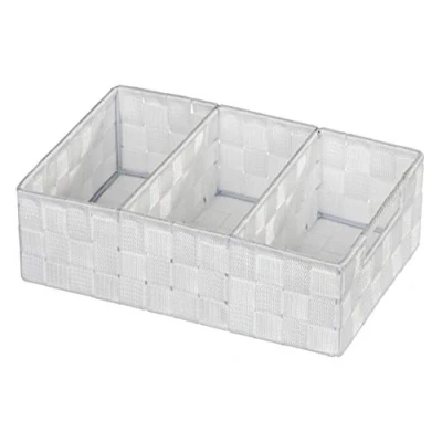 Bild av WENKO Arrangör Adria, förvaringskorg med 3 fack och praktiskt handtag, fasta skiljeväggar, högkvalitativt plastnät metallstänger för extra stabilitet, 32 x 10 21 cm, vit
