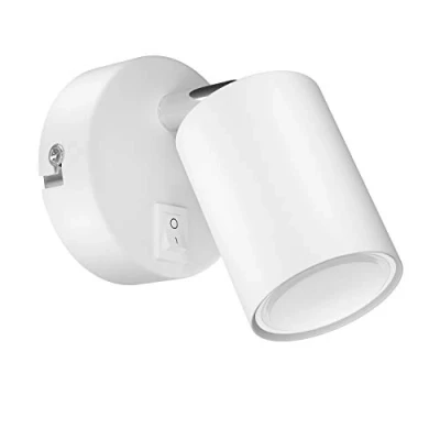 Bild av ledscom.de Väggspot WAIKA, enljus, med strömbrytare, GU10, vit matt, inkl. 450lm LED GU10 lampa,