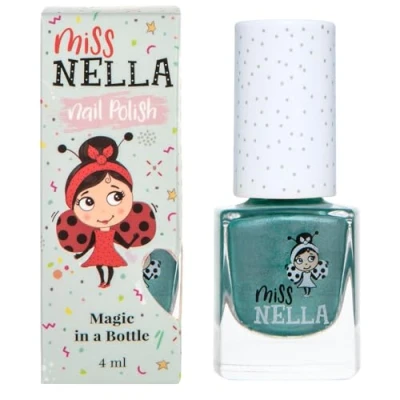 Bild av Miss Nella Dino rific Speciellt metallisk grön nagellack för barn, vattenbaserat och luktfritt som enkelt går att skala bort.
