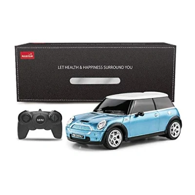 Bild av RASTAR Mini Cooper S blå 1:24 RC leksaksbil, fjärrkontroll bil, barngåva