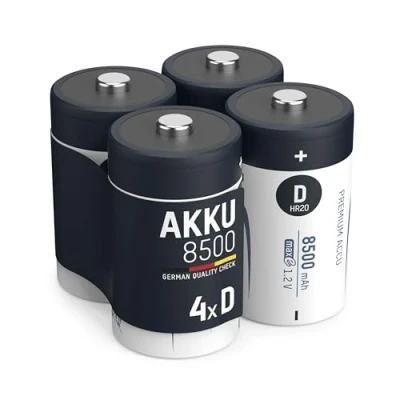 Bild av ANSMANN batteri D 8 500 mAh NiMH 1,2 V (4 stycken) Mono batterier laddbara, maxE låg självuppladdning för många års användning