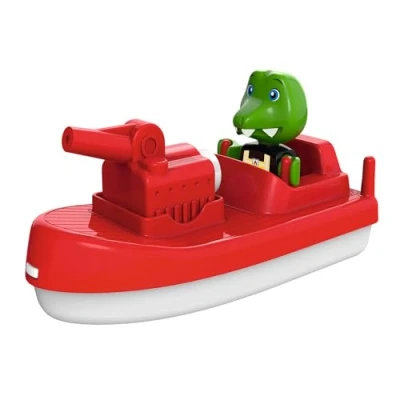Bild av Aquaplay 8700000273 Brandbåt och Figuren Krokodilen Sven, Perfekt som Extra Tillbehör Till alla set, Från 3 år, Tillverkad i Tyskland