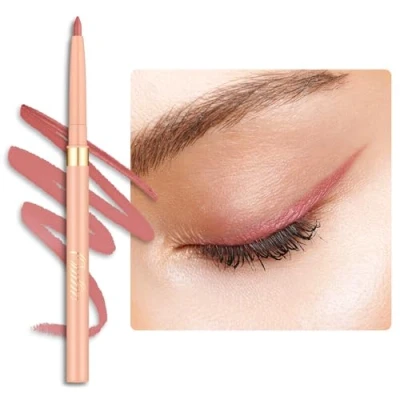 Bild av OULAC persika Eye Liner &amp; Liplinpenna 2 i 1, torktålig, vattentät vridbar kajalpenna, långvarig matt finish, snabbtorkning, högpigmenterad, vegansk (L04) solnedgång