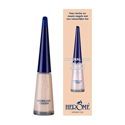 Bild av Herome naturlig Nagelfärg laxrosa (Natural Nail Colour Salmon) 10 ml. Använd för att skapa en vacker fransk manikyr. Ett nagellack med som också hjälper till skydda mot revor i naglar.