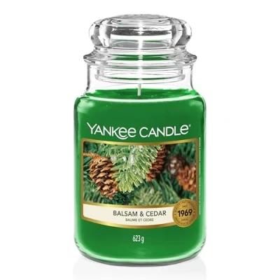 Bild av Yankee Candle Doftljus Balsam och cederträ stor burk Långa brinnande ljus: upp till 150 timmar gåvor för kvinnor