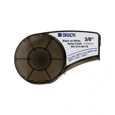 Bild av M210 LAB Brady M21 375 499 TB nylontejp svart text vit tejp 9,53mm x 4,9m (original)