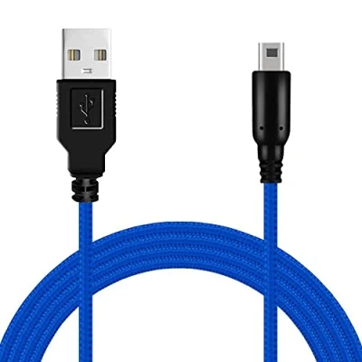 Bild av OcioDual Flätad USB Kabel, 1,5 m, Blå, Kompatibel med Ninten DSi, DSi XL, 2DS, New 2DS 3DS, 3DS Laddning och Data, Anti Trasselbeläggning