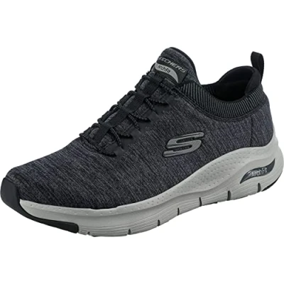 Bild av Skechers Arch Fit Waveport herr Sneaker Bågformad våg ,Svart nät grå trim, 42.5 EU
