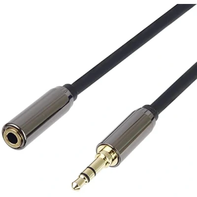 Bild av PremiumCord Förlängning HQ jackkabel 3,5 mm, jackkontakt StereoJack till hona, Aux headset, ljudförlängningskabel, skärmad, metallkontakt, M/F, längd 1,5 m