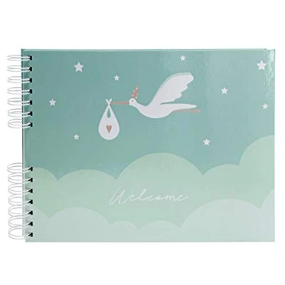 Bild av Exacompta Ref 16334E 1 Stork spiralbundet fotoalbum 50 vita sidor 32 x 22 cm format blått tryckt pappersomslag glansig laminering 150 foton