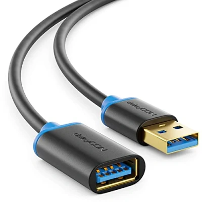 Bild av deleyCON 1m USB 3.0 Super Speed Förlängningskabel A Hane till Hona Teknik upp 5 Gbit/s Svart/Blå