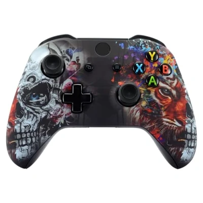 Bild av eXtremeRate Tigerskalle Mönstrad Främre Hölje Skal Frontplatta för Xbox One S &amp; X Controller Model 1708 Ingår INTE