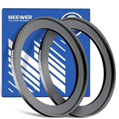 Bild av Neewer 58 67 mm stegring adapter (2 pack) med rengöringsduk, ultratunt aluminiumlegeringsfilter adapterring för kameralins att använda filter