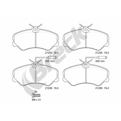Bild av BRECK 21205 00 703 10 Jeu de plaquettes frein contact signal d&#039;usure inclus, avec palpeur intégré accessoires