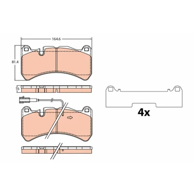 Bild av TRW GDB2306 Jeu de plaquettes frein contact signal d&#039;usure inclus avec accessoires