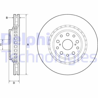 Bild av DELPHI BG9187C Disque de frein 357 34 5 ventilé revêtu non traité sans roulement roue, bague ABS LEXUS: LS IV