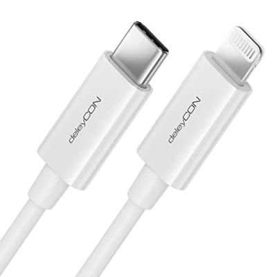 Bild av deleyCON 2m USB C till Lightning 8 Pin Laddningskabel Datakabel Kabel för Ultrasnabb Laddning MFi Certifierad Kompatibel med Apple iPhone 14 13 12 11 Pro Max Mini Power Delivery Vit
