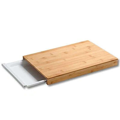 Bild av KESPER Skärbräda med uppsamlingsbricka, bambu, plast (PP), 38 x 25 3,5 cm, brun, vit, 58352