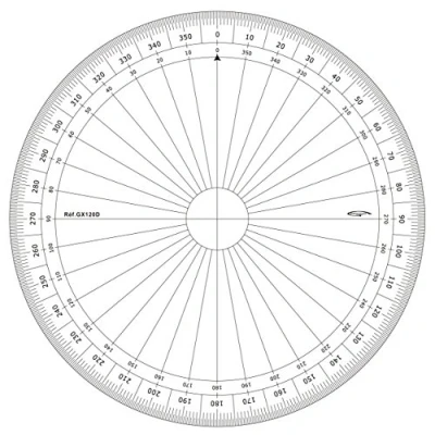 Bild av GRAPHOPLEX Full cirkel gradskiva 20 cm grader transparent