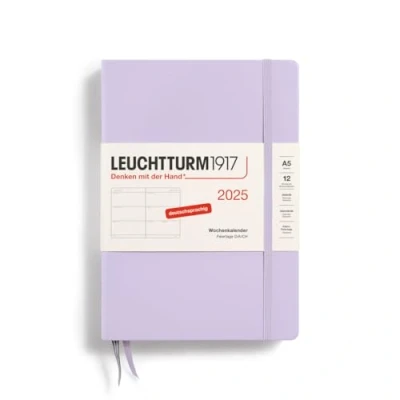 Bild av LEUCHTTURM1917 370542 Veckokalender 2025, medium A5 inbunden 12 månaders planerare, 80 g, linjerad lila