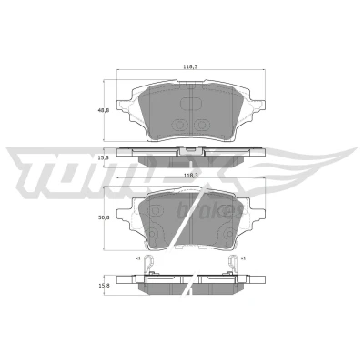 Bild av TOMEX brakes TX 19 83 Jeu de plaquettes frein Essieu arrière contact signal d&#039;usure inclus avec accessoires TOYOTA: C HR, Yaris IV