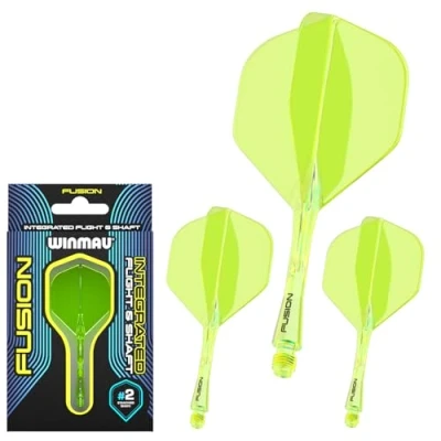Bild av WINMAU Fusion Fluoro Gul Kort Intergrated Dart Flight and Shaft System 1 set per paket (totalt 3 flygningar och axlar)