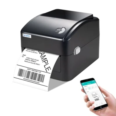 Bild av Vretti Label Printer, DHL Bluetooth Desktop Thermal Printer for Amazon, DPD, DHL, UPS, Shopify, Bluetooth, Mac/PC…