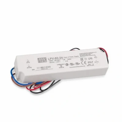 Bild av Strömförsörjningsenhet för LED belysning, Mean Well Transformator LPV 6024 V, 2,5 A, 60 W, IP67