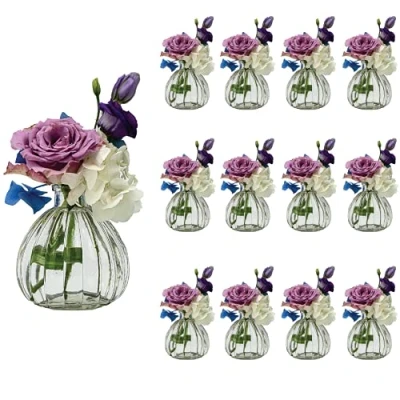 Bild av casavetro 6, 12 x liten vas blommor bordsvas dekoration bröllop party set flaska glas klar (12 stycken prime)