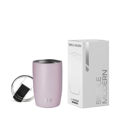 Bild av Simple Modern resemugg med klart lock Återanvändbar isolerad termos i rostfritt stål kallbryggt iskaffe och tekopp Voyager Collection 350 ml (12 oz) Lavendeldimma