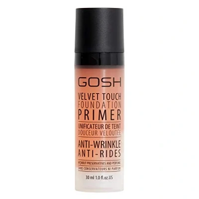 Bild av GOSH Velvet Touch Foundation Primer Anti Wrinkle, den perfekta sminkbasen I mjukare och mjuk hud vid rynkor ojämnheter för bättre hudelasticitet vegansk, parfymfri färglös 30 ml