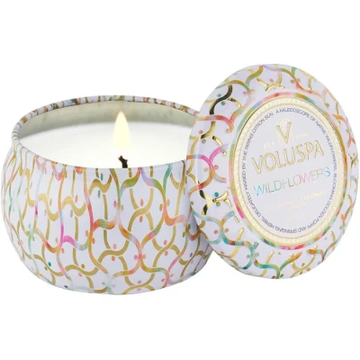 Bild av Voluspa Decorative TIN Candle Wildflowers 113G Doftljus, Storlek: 113 g, White