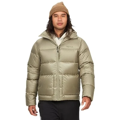 Bild av Marmot Män Guides Down Hoody, Lätt dunjacka, varm vinterjacka, vattenavvisande quiltad jacka, vindtät funktionsjacka, liten packbar friluftsjacka med huva, Vetiver, L