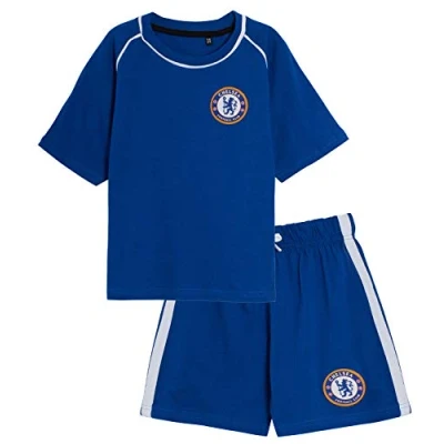 Bild av Barn Chelsea FC Kort Pyjamas Pojkar Premiärskap Fotboll Klubb Kit Shorts + T skjorta Set
