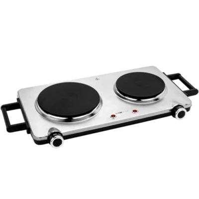 Bild av Clatronic® dubbel kokplatta i rostfritt stål med 2 hällar 500 W elektrisk spisplatta coola touch handtag överhettningsskydd DKP 3668 E
