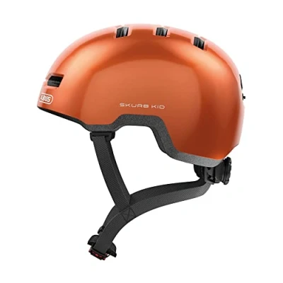 Bild av ABUS Barnhjälm Skurb Kid robust cykelhjälm i skaterlook med plats för en fläta och olika mönster flickor pojkar orange, storlek M