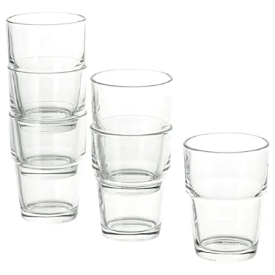 Bild av Ikea REKO, klart glas set om 6 stapelbara 170 ml 9 cm hög, diskmaskinssäker, glas, transparent, stycken (1 pack),