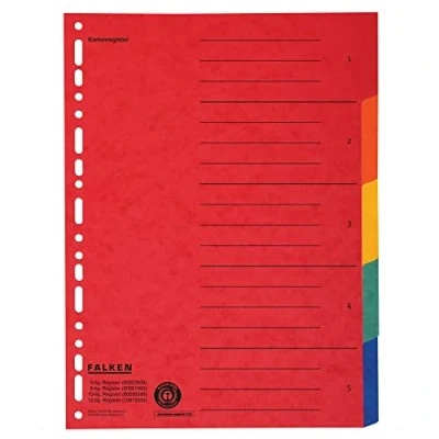 Bild av Original Falken kartongregister överdimensionerat för DIN A4 24,5 x 30 cm full höjd med organisationstryck 12 delar i färg 2 6 färger förvaring av broschyrfickor