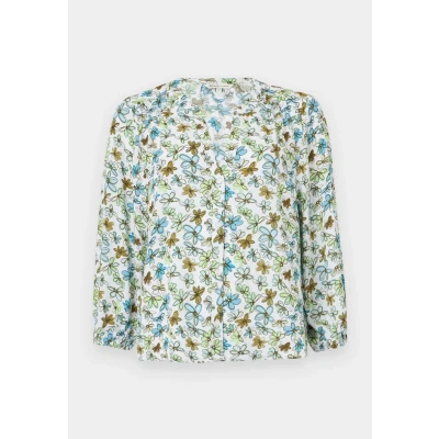 Bild av TOM Tailor Denim WITH Buttons Blus, Storlek: Large, White/green/blue