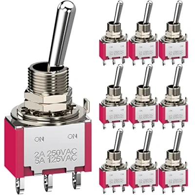 Bild av CLDIY vippströmbrytare på/en 2 position 3 stifts SPDT mini Micro AC 250 V/1,5 A 120 V/3A 10 stycken