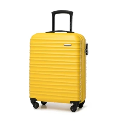 Bild av WITTCHEN GROOVE Line Liten resväska, handbagageväska Handbagage Rejält bagage Hårt ABS Nummerlås Teleskophandtag 4 länkhjul Storlek S Gul