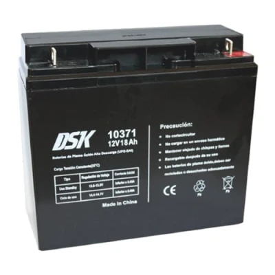 Bild av DSK 10371 12V and 18Ah Sealed AGM High Discharge Lead Battery Ideal for UPS UPS, Security Communication Systems, Emergency Lights, Black