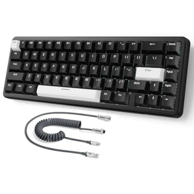 Bild av MAMBASNAKE ATTACK SHARK X65 HE Rapid Trigger tangentbord, 0,01 mm RT noggrannhet, 8Khz 60% Trådad Magnetisk Switch Speltangentbord med kabel, Justerbar Aktivering, Snap Tap, för PC/Mac, Svart