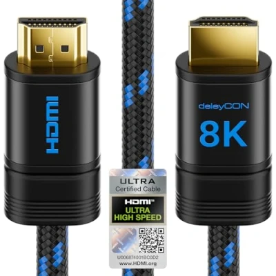 Bild av deleyCON 0,5m 8K HDMI 2.1 Kort Kabel (48G, ULTRA Hög Hastighet) 8K@60Hz 4K@120Hz 2K@144Hz/165Hz EARC HDCP 2.3/2.2 Kompatibel med DTS:X Dynamisk HDR Dolby Atmos TV PS5 Xbox Soundbar Övervaka