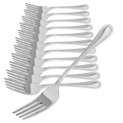 Bild av COM FOUR® 12x kakgafflar av 430 rostfritt stål snygga bestick i enkel design små dessertgafflar förrättsgafflar 13,7 cm (13,7 12 stycken)