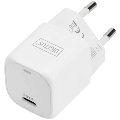 Bild av DIGITUS Universal laddare 20 W 1 Port USB C Snabbladdare Power Delivery (PD 3.0) För iPhone, iPad, Samsung Galaxy, Pixel, Xiaomi, Motorola, Huawei LED laddningsindikator Vit